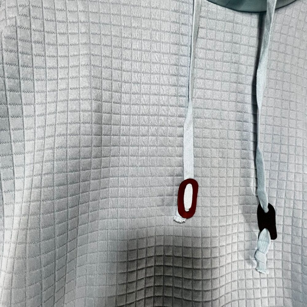 NEW Coofandy XL Light Blue Grid Pattern Hoodie Drawstrings Faux Leather Patch - Picture 7 of 10